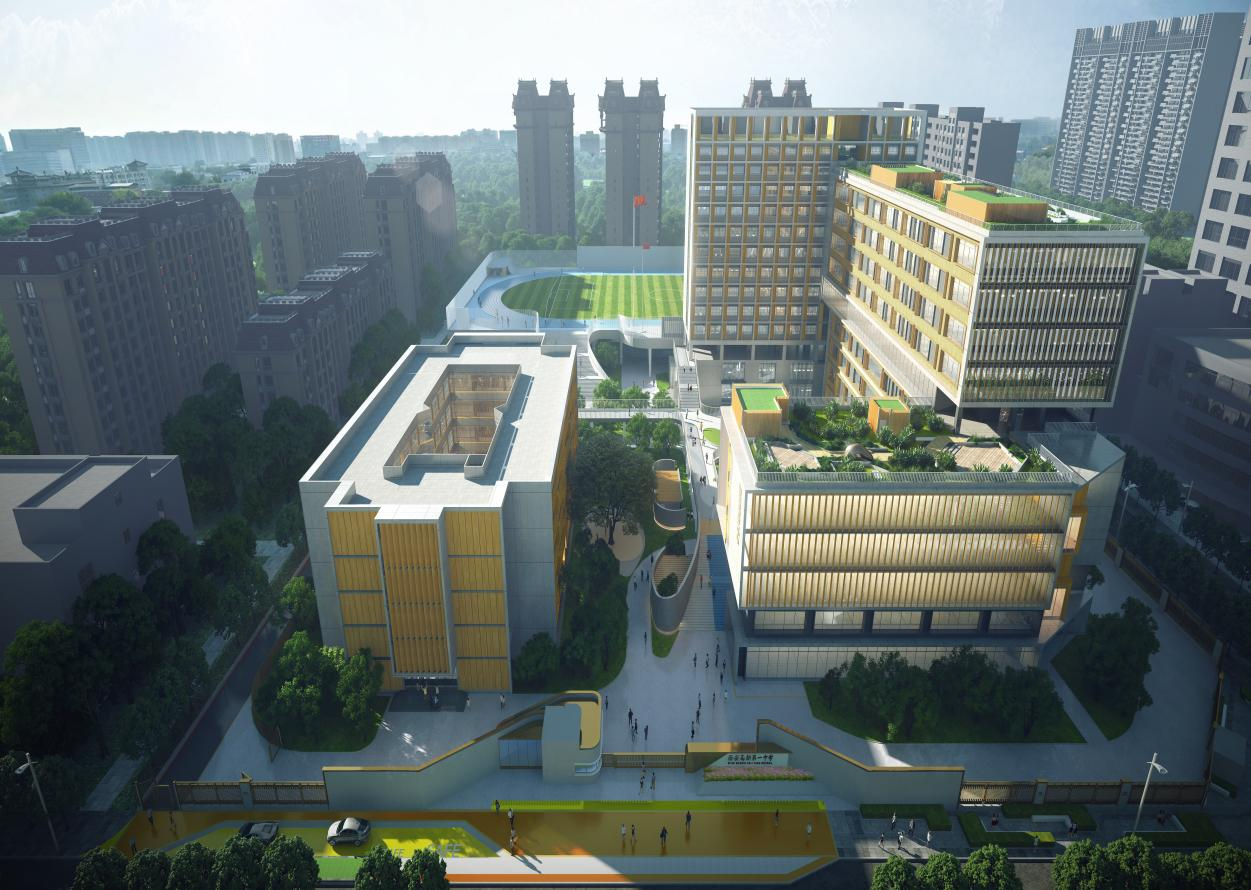 金盛承建的(de)西安高新一(yī / yì ／yí)中（高中部）改擴建暨社會共享停車場建設項目主體結構順利封頂！(圖4)